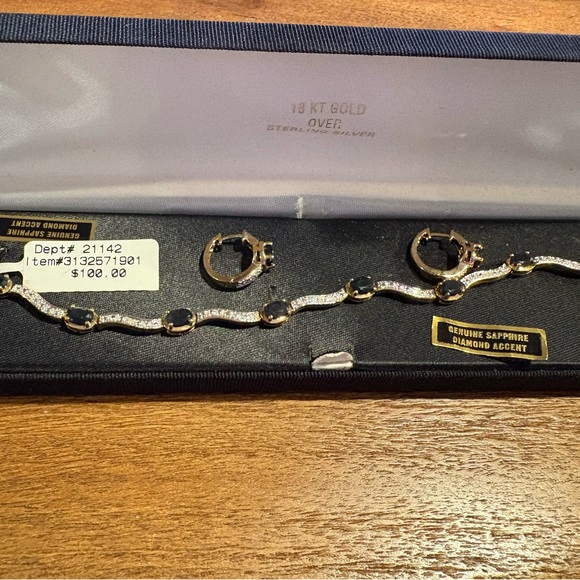 Gold and Black Sapphire Bracelet and Earring Set - Picture 1 of 5